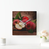 赤いおいしいリンゴ大時計 スクエア壁時計 (ホーム)