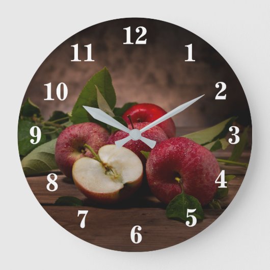 赤いおいしいリンゴ  ラージ壁時計 (正面)