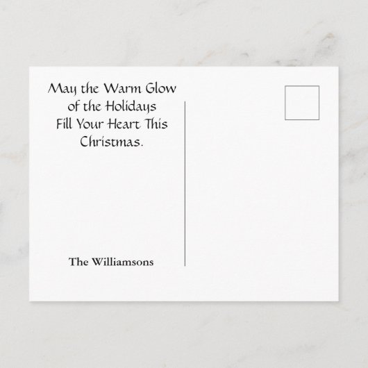 赤いおじぎ金のメリーきらめくクリスマス写真 シーズンポストカード (裏面)