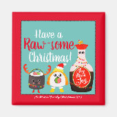 赤いおもしろいかわいいの寿司がクリスマスを飾る マグネット (正面)