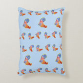 赤いおもしろいオンドリCockerel青と白の斑点Fl アクセントクッション (正面(垂直))