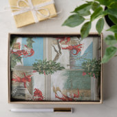 赤いおもしろいクリスマス小人、葵、キイチゴ 薄葉紙 (ギフト)