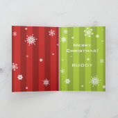 赤いおもしろいサンタハットモノグラムを着たクリスマス犬 シーズンカード (内部)