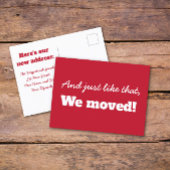 赤いおもしろいタイポグラフィの移ミニマル動の発表 ポストカード