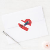 赤いおもしろいダイビングフラッグギフト付きかわいいスキューバダイバー ハートシール (封筒)