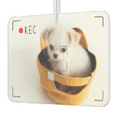 赤いおもしろいドットのペットカスタム写真を記録 カーエアーフレッシュナー (左)