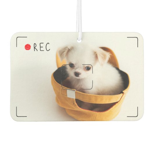 赤いおもしろいドットのペットカスタム写真を記録 カーエアーフレッシュナー (正面)