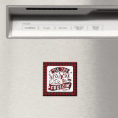 赤いおもしろいバッファローのプレイドがシーズンのクリスマス マグネット (インサイチュ (食洗機))