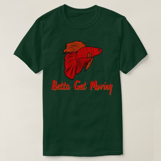 赤いおもしろいベッタの魚と戦う魚の恋人 Tシャツ (デザイン正面)