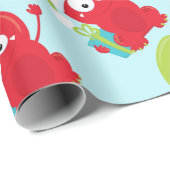 赤いおもしろいモンスタークリスマス ラッピングペーパー (ロールコーナー)