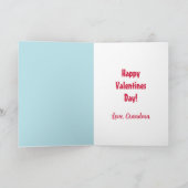 赤いおもしろいモンスターハッピーバレンタインデー ノートカード (内部)