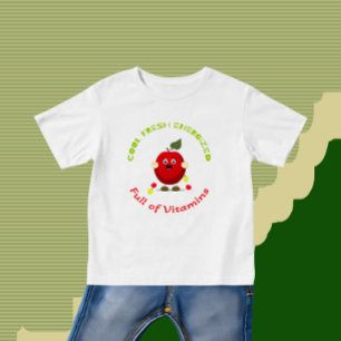 赤いおもしろいリンゴ ベビーTシャツ