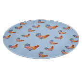 赤いおもしろいローターコケレルブルーと白の斑点Cu カッティングボード (角)