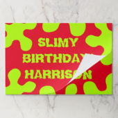 赤いおもしろい緑のスライムネーム誕生日ランチョンマット ペーパーパッド (折り畳み)