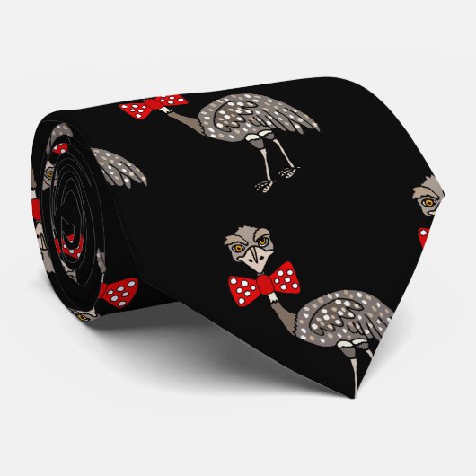 赤いおもしろい蝶ネクタイを着たEmu鳥 ネクタイ (ロール)