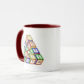 赤いおもしろい青の黄色の緑のおもちゃブロックアート マグカップ (正面左)