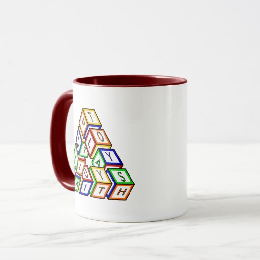 赤いおもしろい青の黄色の緑のおもちゃブロックアート マグカップ (正面左)