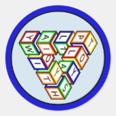 赤いおもしろい青の黄色の緑のおもちゃブロックアート ラウンドシール (正面)