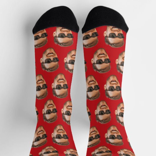 赤いおもしろい顔カスタムフォトクルー ソックス (上部)