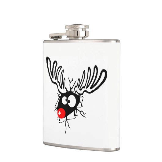 赤いおもしろい鼻のクリスマスアニメかわいいルドルフ フラスク (左)