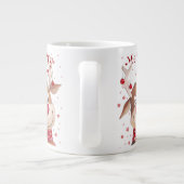 赤いおもしろい〔雄ジカの〕枝角付きクリスマスのトナカイオーナメント ジャンボコーヒーマグカップ (裏面)