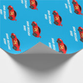 赤いおもちゃのパーソナライズされたレーカーキッズ誕生パーティー ラッピングペーパー (角)