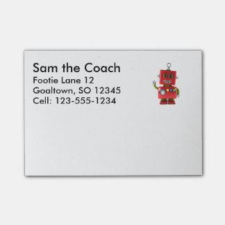 赤いおもちゃのロボット振るこんにちは ポストイット