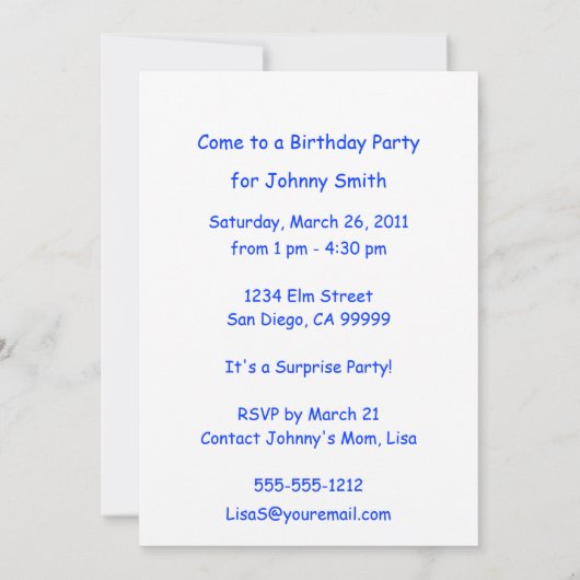 赤いおもちゃワゴン 招待状 (裏面)