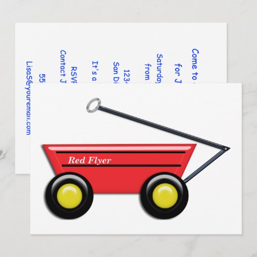 赤いおもちゃワゴン 招待状 (正面/裏面)