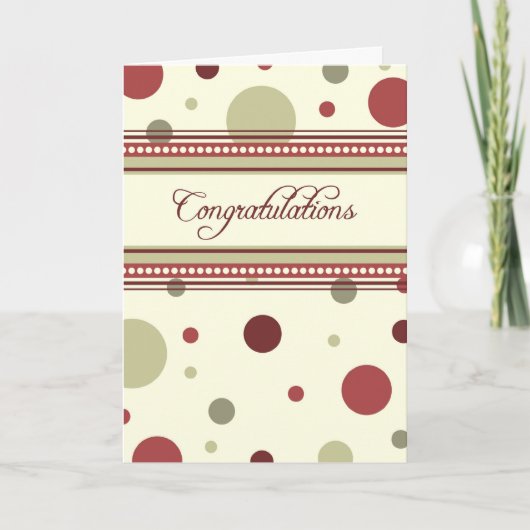 赤いおよびベージュ色従業員記念日カードに点を打ちます カード (正面)