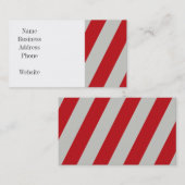 赤いおよび灰色のキャンディ・ケーンの対角線のストライプなパターン 名刺 (正面/裏面)