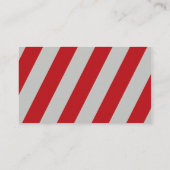 赤いおよび灰色のキャンディ・ケーンの対角線のストライプなパターン 名刺 (裏面)