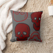 赤いおよび灰色のスカルの枕 クッション (ブランケット)