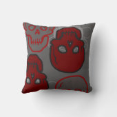 赤いおよび灰色のスカルの枕 クッション (裏面)