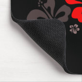 赤いおよび灰色のハイビスカス マウスパッド (コーナー)