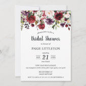 赤いおよび紫色のブライダルシャワーの滝のように落ちる花 招待状 (正面)