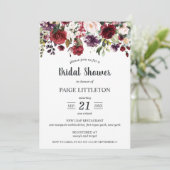 赤いおよび紫色のブライダルシャワーの滝のように落ちる花 招待状 (スタンド正面)