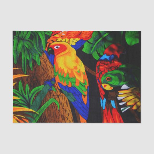 赤いおよび緑のオウムのティッシュペーパー 薄葉紙 (正面)