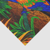 赤いおよび緑のオウムのティッシュペーパー 薄葉紙 (詳細)