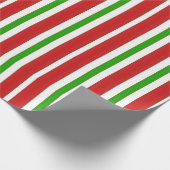 赤いおよび緑のキャンディ・ケーンは縞で飾ります ラッピングペーパー (角)