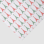 赤いおよび緑のクリスマスのフランスのなテーマのエッフェル塔 薄葉紙 (詳細)