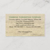 赤いおよび緑のコンバインハーベスターのクローズアップ 名刺 (裏面)