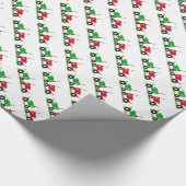 赤いおよび緑のトラクターの包装紙 ラッピングペーパー (角)