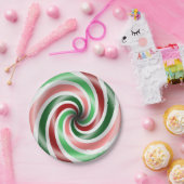 赤いおよび緑のペパーミントの渦巻7インチの紙皿 ペーパープレート (パーティー)