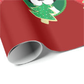 赤いおよび緑のボストンテリアのクリスマスのギフト用包装紙 ラッピングペーパー (ロールコーナー)