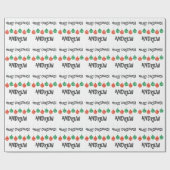 赤いおよび緑のメリークリスマスはwrappingpaperをからかいます ラッピングペーパー (フラット)