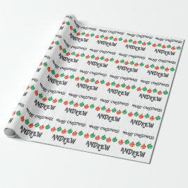 赤いおよび緑のメリークリスマスはwrappingpaperをからかいます ラッピングペーパー