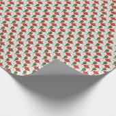 赤いおよび緑のレトロのクリスマスオーナメントのギフト用包装紙 ラッピングペーパー (角)