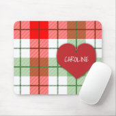 赤いおよび緑の格子縞およびハートのマウスパッド マウスパッド (マウス)