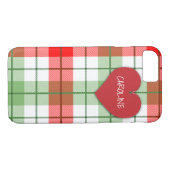 赤いおよび緑の格子縞およびハートのiPhone 7/8の場合 Case-Mate iPhoneケース (裏面(横))